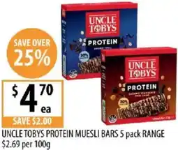 Supabarn Uncle tobys protein muesli bars offer