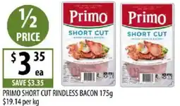 Supabarn Primo short cut rindless bacon offer