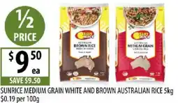 Supabarn Sunrice medium grain white and brown australian rice offer