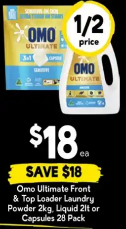 Drakes Omo ultimate front & top loader laundry powder , liquid x or capsules x offer