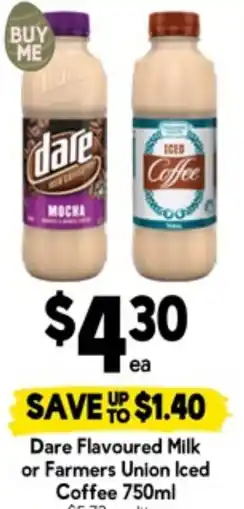 Drakes Dare flavoured milk or farmers union iced coffee offer