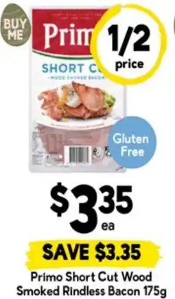 Drakes Primo short cut wood smoked rindless bacon offer