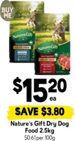 Drakes Nature's gift dry dog food offer