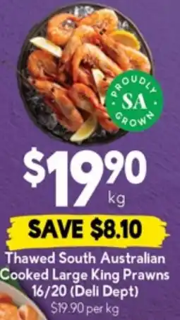 Drakes Thawed south australian cooked large king prawns offer