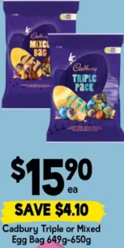 Drakes Cadbury Triple or Mixed Egg Bag offer