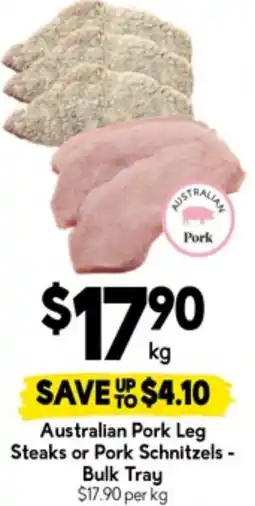 Drakes Australian Pork Leg Steaks or Pork Schnitzels offer
