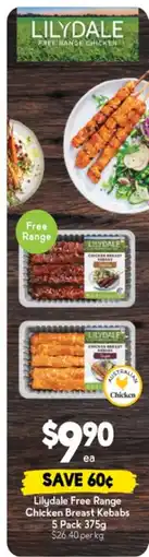 Drakes Lilydale Free Range Chicken Breast Kebabs offer