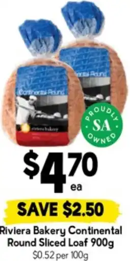 Drakes Riviera Bakery Continental Round Sliced Loaf offer