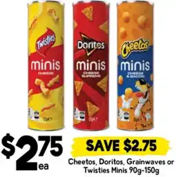 Drakes Cheetos, Doritos, Grainwaves or Twisties Minis offer
