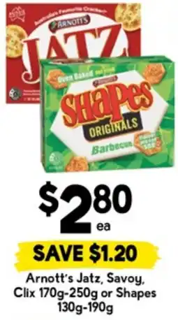 Drakes Arnott's Jatz, Savoy, Clix or Shapes offer