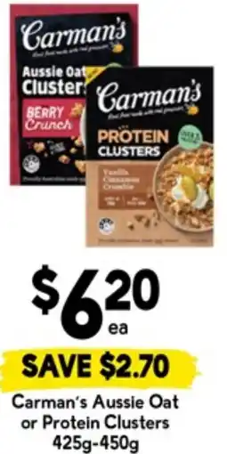 Drakes Carman's Aussie Oat or Protein Clusters offer