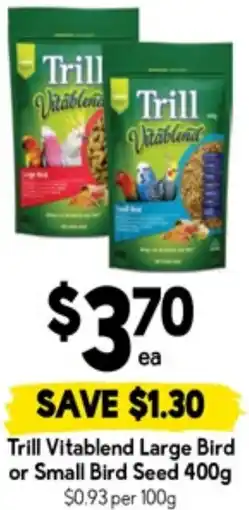 Drakes Trill Vitablend Large Bird or Small Bird Seed offer
