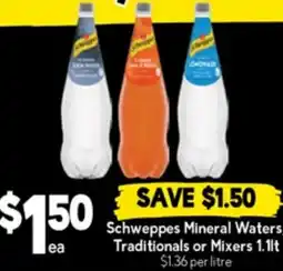 Drakes Schweppes Mineral Waters, Traditionals or Mixers offer