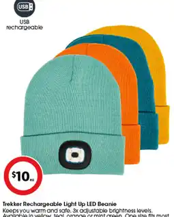 Coles Trekker Rechargeable Light Up LED Beanie offer