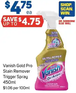 Foodland Vanish gold pro stain remover trigger spray offer