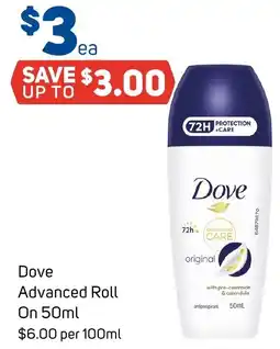 Foodland Dove advanced roll on offer