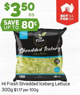 Foodland Hi Fresh Shredded Iceberg Lettuce offer