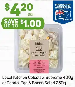 Foodland Local kitchen coleslaw supreme or potato, egg & bacon salad offer
