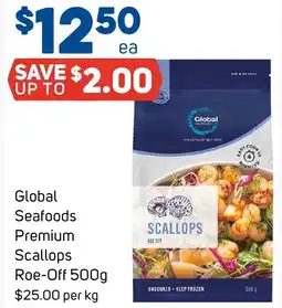 Foodland Global Seafoods Premium Scallops Roe-Off offer