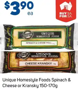 Foodland Unique homestyle foods spinach & cheese or kransky offer