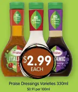 Spudshed Praise dressings offer
