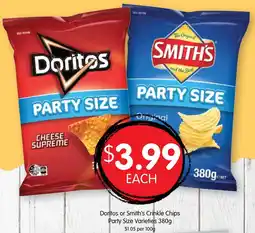 Spudshed Doritos or smith's crinkle chips offer