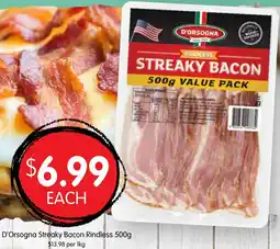 Spudshed D'orsogna streaky bacon rindless offer
