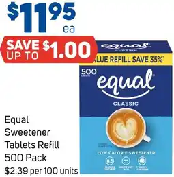 Foodland Equal sweetener tablets refill offer
