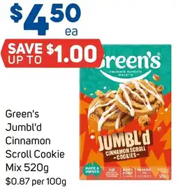 Foodland Green's jumbl'd cinnamon scroll cookie mix offer