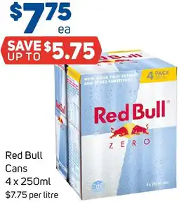 Foodland Red bull cans offer