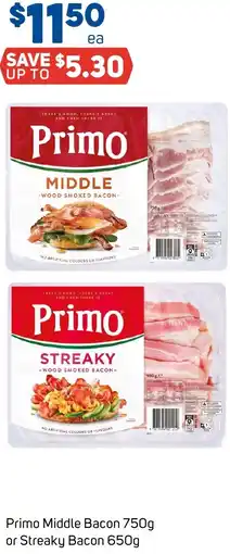 Foodland Primo middle bacon or streaky bacon offer