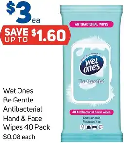 Foodland Wet ones be gentle antibacterial hand & face wipes offer