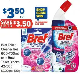 Foodland Bref toilet cleaner gel or in bowl toilet blocks offer