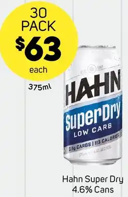Foodland Hahn super dry 4.6% cans offer