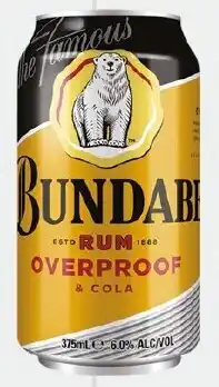 Foodland Bundaberg overproof rum & cola 6% cans offer