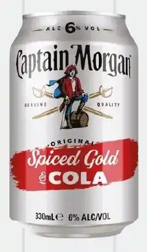 Foodland Captain morgan original spiced gold & cola 6% cans offer