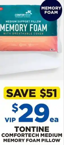 Spotlight Tontine comfortech medium memory foam pillow offer