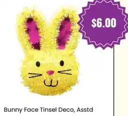 Cheap as Chips Bunny face tinsel deco offer