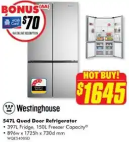 The Good Guys Westinghouse quad door refrigerator offer