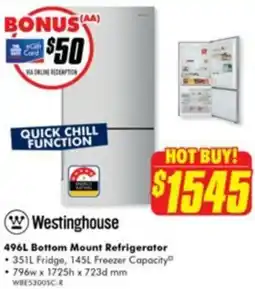 The Good Guys Westinghouse bottom mount refrigerator offer
