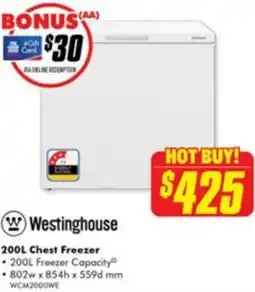 The Good Guys Westinghouse chest freezer offer