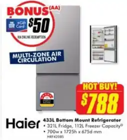The Good Guys Haier 433l bottom mount refrigerator offer