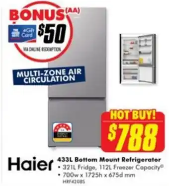 The Good Guys Haier 433l bottom mount refrigerator offer