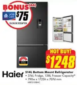 The Good Guys 514l bottom mount refrigerator offer