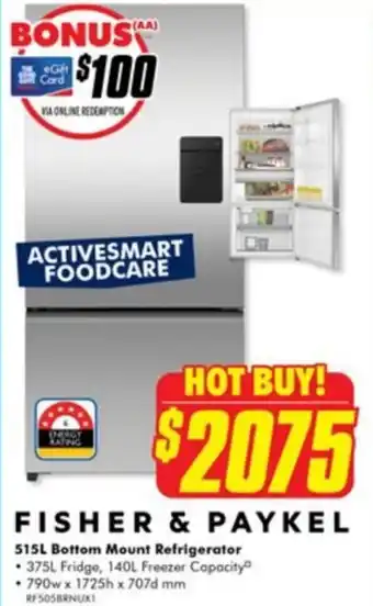 The Good Guys Fisher & paykel 515l bottom mount refrigerator offer