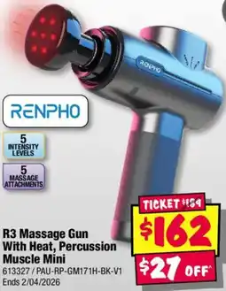 JB Hi-Fi R3 massage gun with heat, percussion muscle mini offer