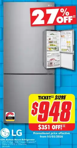 The Good Guys Lg bottom mount refrigerator offer