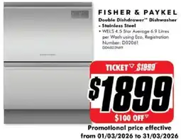 The Good Guys Fisher & paykel double dishdrawer dishwasher offer