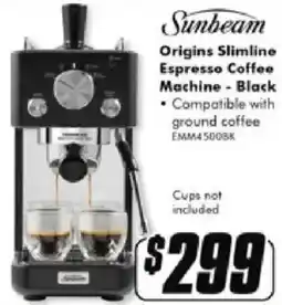 The Good Guys Sunbeam origins slimline espresso coffee machine offer