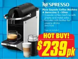 The Good Guys Nespresso pixie capsule coffee machine & aeroccino 3 offer